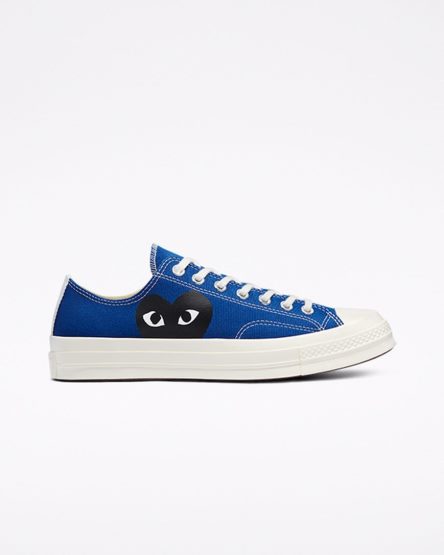 Tenis Converse x Comme des Garçons PLAY Chuck 70 Cano Baixo Feminino Azuis Pretas | PT R0547T3